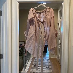 Lorena Lang pink silk poet blouse